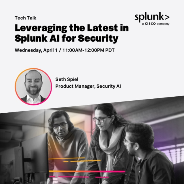 EvalMattP's tweet photo. Optimize your TDIR workflows with Splunk’s latest AI. Join our Tech Talk to discover how purpose-built AI transforms threat detection and investigation in Splunk Enterprise Security with Product Manager Seth Spiel. Register now to learn more! https://t.co/svTzXYKehm https://t.co/mlxcw2lJ4X