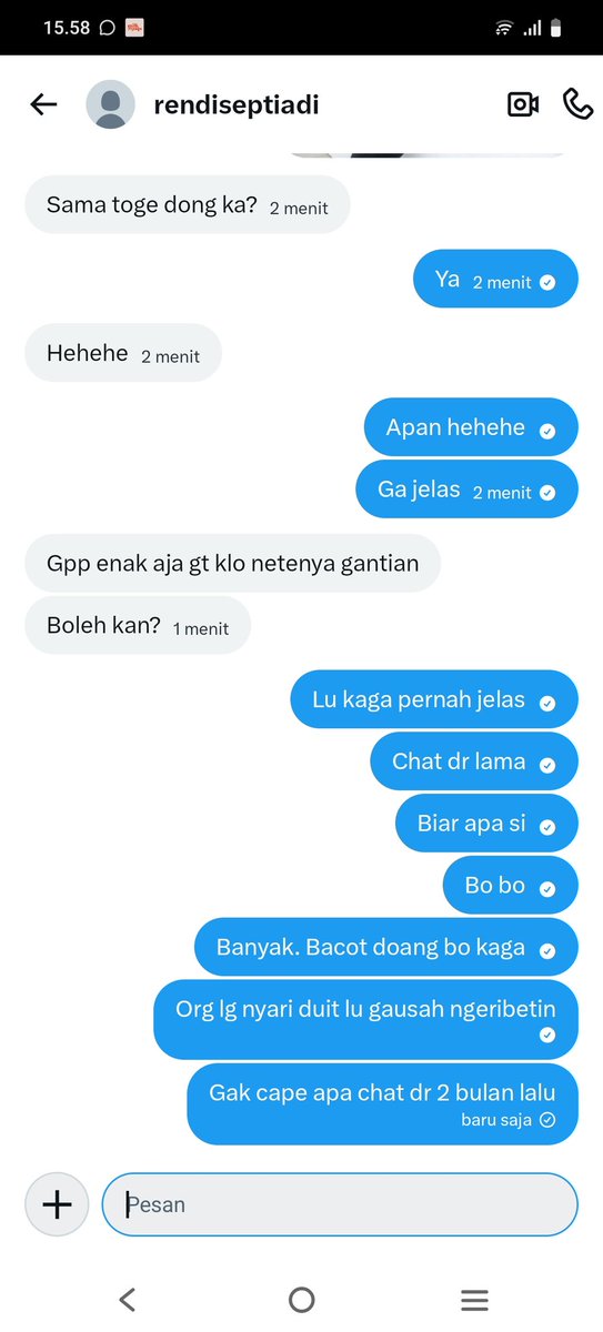 permxaanen's tweet photo. Plis lah klo beo beo aja, jgn udh panjang lebar minta WA minta rek bla bla bla, org tu cari uang jgn ngerja ngerjain biar apa si kaya gtu. 

Sabar bgt loh aku ni https://t.co/d6Wj6sdnYl