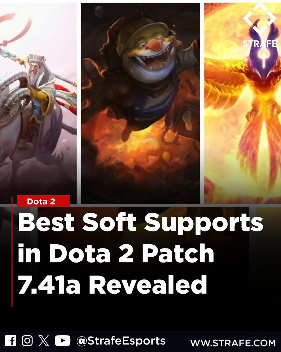 strafeapp's tweet photo. Soft support meta in 7.41a is getting clearer.
Keeper of the Light, Techies, and Phoenix are leading the rise with strong win rate jumps and new abilities.
All three bring consistent impact and fit into multiple lanes.
#Dota2 #DotaPatch #Esports https://t.co/RqvVR1ioMh