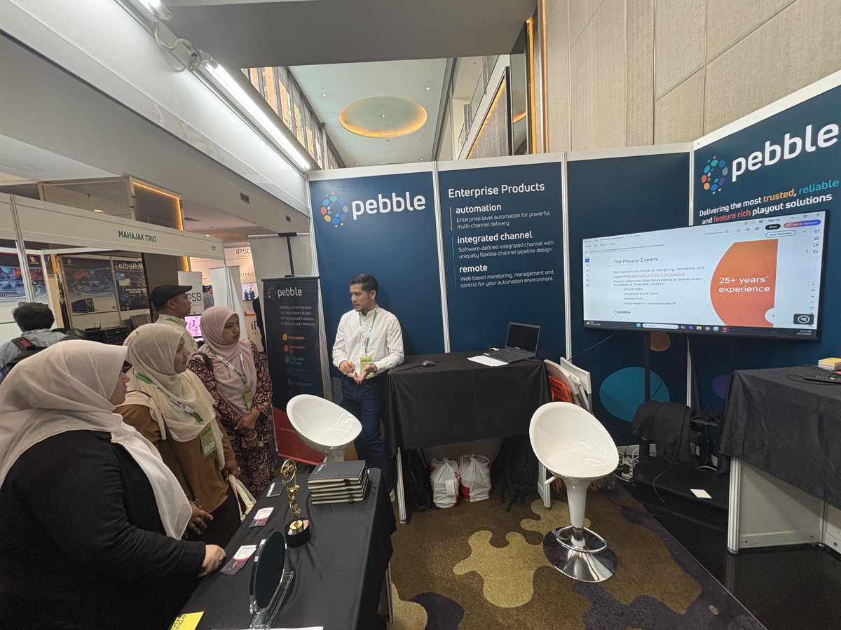 pebbleupdates's tweet photo. We’re in Kuala Lumpur this week together with Tiara Vision at ABU DBS 2026.
If you’re attending, drop by stand F06 👋 and hear more about our #playoutsolutions.
#PebbleTV #PlayoutAutomation #Broadcast #ABUDBS2026 #KualaLumpur https://t.co/wItVZ6NUkl