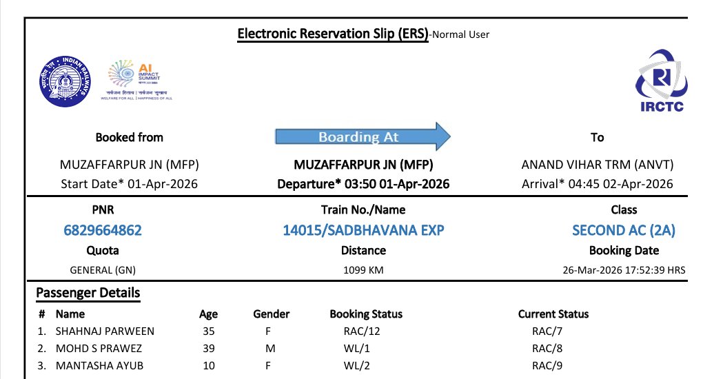 mail2mdnasim's tweet photo. Hi Sir,@RailwaySeva @AshwiniVaishnaw my brother in law is travelling by train#14015,his bag full with vaulables items stolen,need your assistance to find the same. I am attaching the ticket for your refrence. call me at 8471084555.PNR#6829664862 https://t.co/ActVI7TpEY