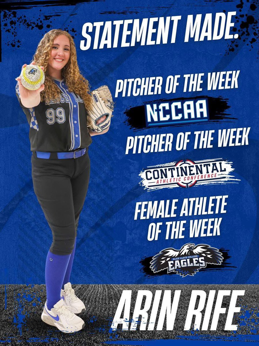 AliceLloydEagle's tweet image. Conrad’s Arin Rife! #NCCAA and #CAC pitcher of the week!🥎
