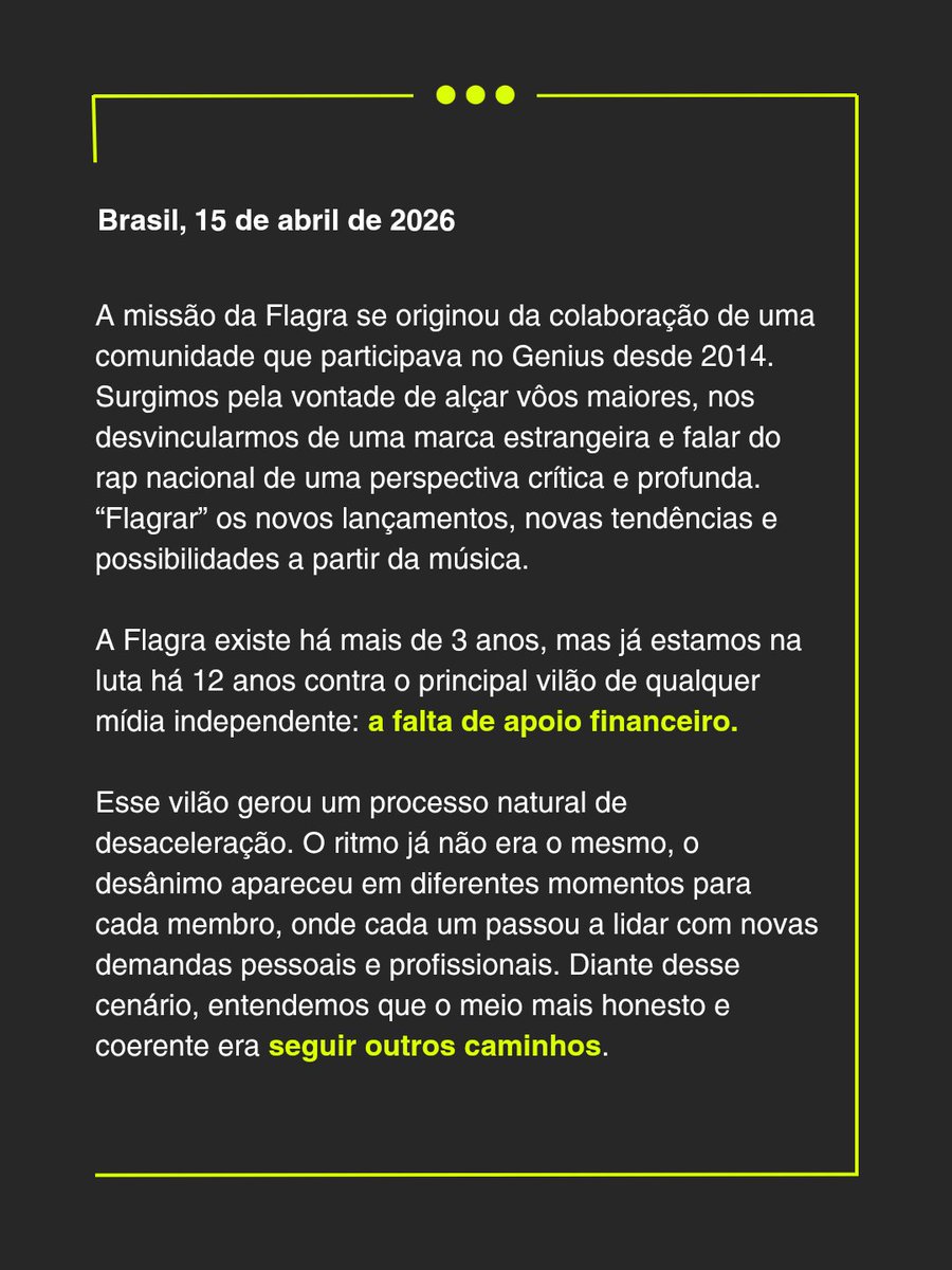 flagrarap's tweet photo. Obrigado por tudo, nos vemos por aí 💛💛 https://t.co/YgAKm77lrZ
