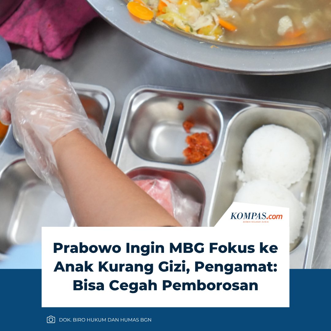 kompascom's tweet image. Pengamat kebijakan publik Universitas Indonesia, Eko Prasojo menilai, keinginan Presiden Prabowo Subianto agar program makan bergizi gratis (MBG) berfokus pada anak kurang gizi dan kalangan kurang mampu adalah keputusan yang tepat.

Baca di: nasional.kompas.com/read/2026/04/1…

~WR #MBG