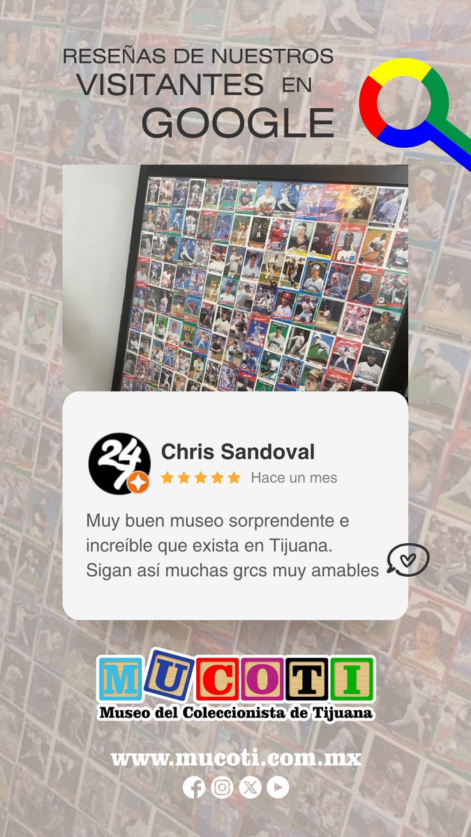 MuCoTijuana's tweet photo. Nos encanta leer las reseñas que dejan nuestros visitantes en Google. 📷
¿Tú ya nos visitaste? Déjanos tu reseña de cómo fue tu experiencia en el #Museo del #Coleccionista de #Tijuana
#MUCOTI 📷📷📷📷📷
— at @MuCoTijuana https://t.co/ITEgZ00ASp