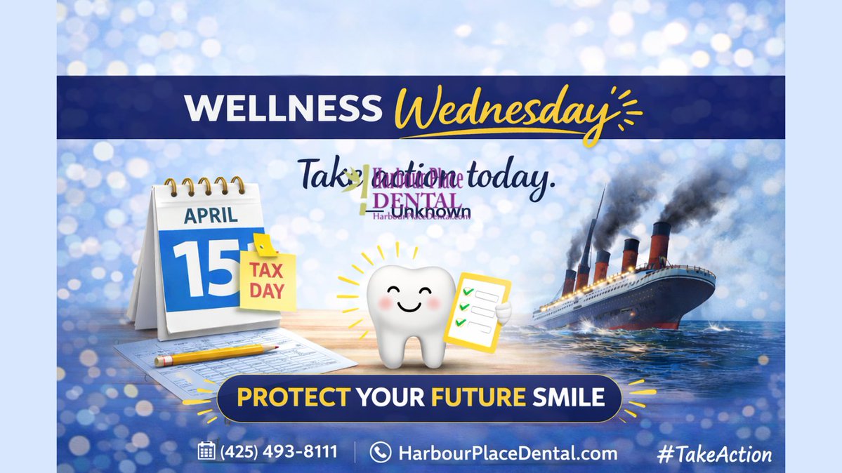 HarbourPlDental's tweet image. 💙 Wellness Wednesday from Harbour Place Dental 💙

“Take action today.” ✨

Small steps now prevent bigger problems later—protect your future smile!

📅 Book today
📞 (425) 493-8111
🌐 HarbourPlaceDental.com/contact-us

#WellnessWednesday #HarbourPlaceDental #TakeAction #HealthySmiles
