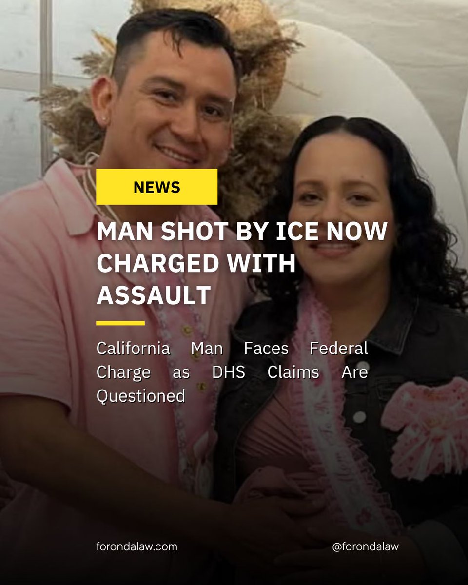 ForondaLaw's tweet image. A man shot by ICE now faces federal charges as details of the incident are questioned.

📞 Book a consultation:
🔗 forondalaw.com
 calendly.com/forondalaw

#ImmigrationNews #ICE #DHS #DueProcess #ForondaLaw