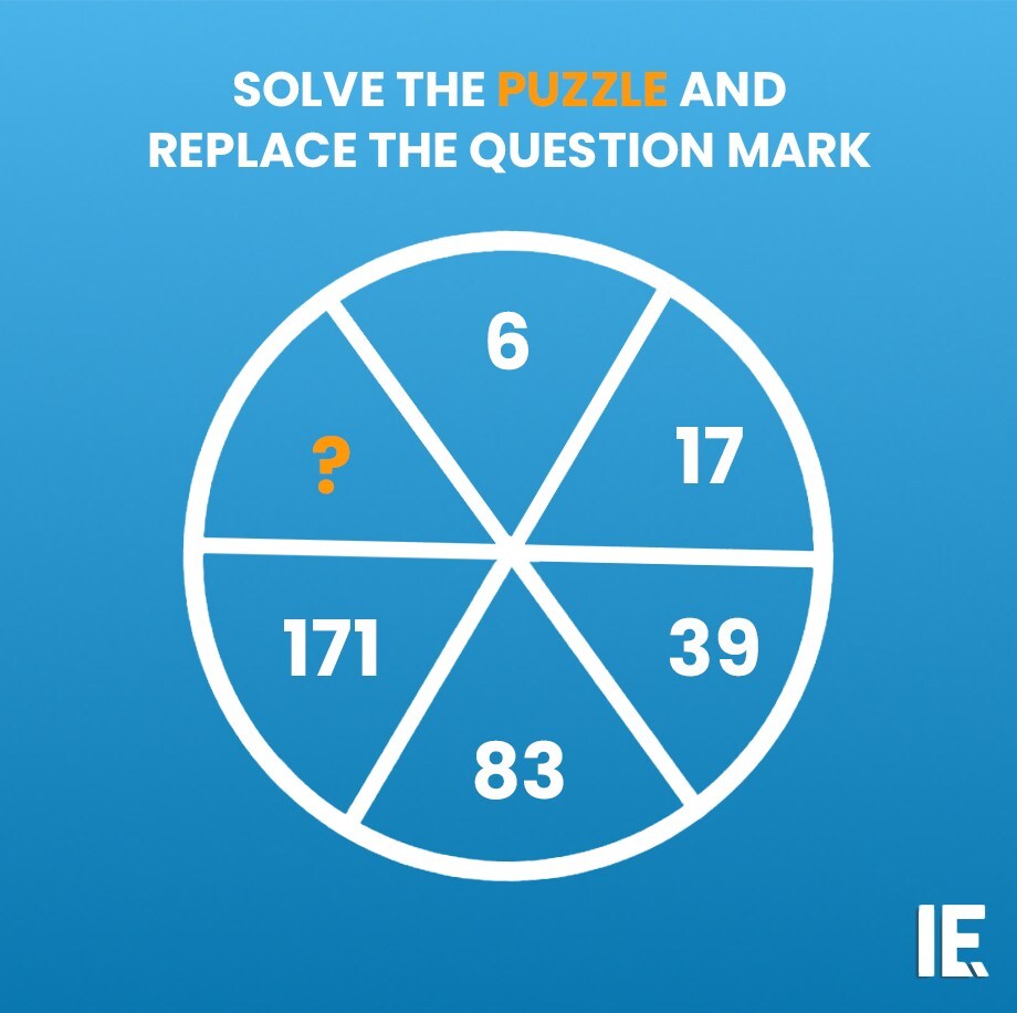 IntEngineering's tweet image. The numbers in the circle follow a sequence. Can you crack the pattern and replace the question mark?

#iequiz #brainteaser #engineering