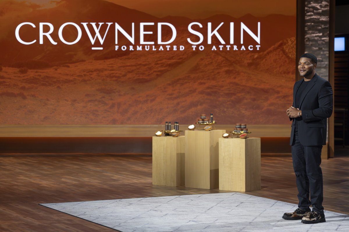 ABCSharkTank's tweet image. Smell that? It’s multiple Sharks trying to make a deal with Crowned Skin. #SharkTank