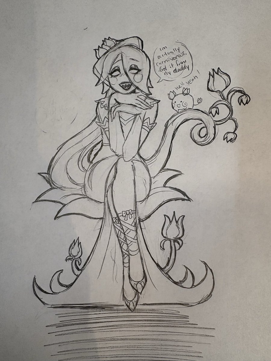 eal_garcia's tweet image. OC Lore, Ms. Tulip’s father is a Venus Fly Trap. #callingallvilliansoc #zamination #callingallvillians she’s basically like Rosie from HH but hides that other part of herself well enough. She’s not trying to rule the world.