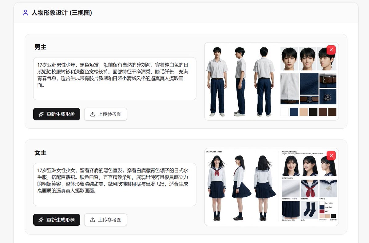 😃升级了一下三视图的设定，据说可以更容易通过Seedance的人脸