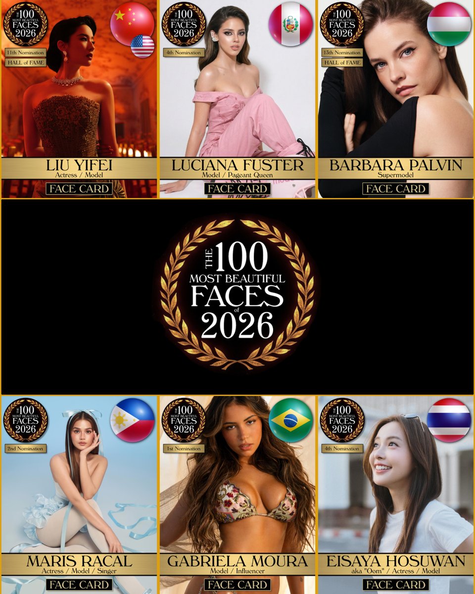 Which face deserves more attention?  To nominate &amp; vote please join 70,000+ on our Patreon! (link in bio). #tccandler #100Faces #100faces2026 #liuyifei #lucianafuster  #marisracal #gabimoura #oom #eisayahosuwan <a href="/BarbaraPalvin/">Barbara Palvin</a> <a href="/Mariestellersss/">Mariestellers OFC ⭐</a> <a href="/MissMarisRacal/">Maris Racal</a> <a href="/OomeisayaH/">Oomeisaya</a>