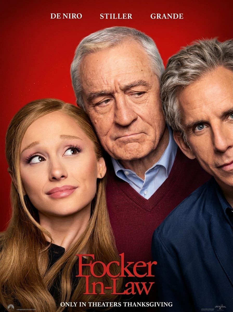 Pôster oficial de Entrando Numa Fria 4, novo filme estrelado por Ariana Grande, Robert de Niro e Ben Stiller.