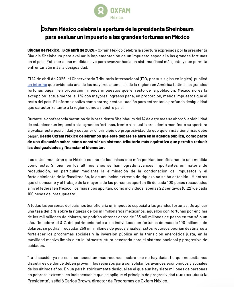 Oxfam México tweet media