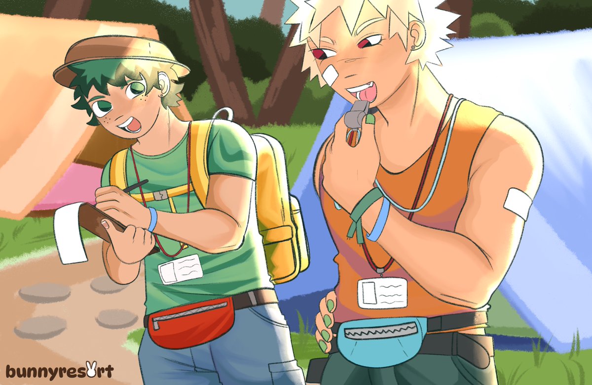 bunnyresort's tweet photo. camp counselor #dkbk piece i did for the @bkdkbkdaydream reverse bang with @dearheroe! i had so much fun 🫶🏽 https://t.co/C9aoTDXO8m