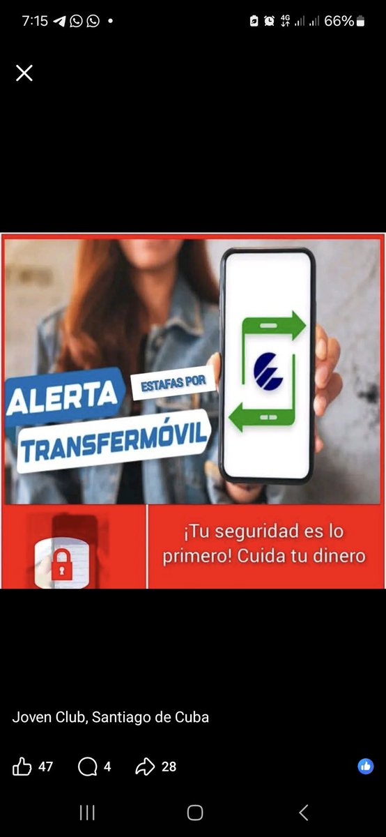 🚨 ¡ALERTA TRANSFERMÓVIL
🔐 Protégete:
✅ No des “códigos” ni hagas transferencias para “confirmar” nada.
✅ Consulta siempre con tu familia.
✅ Los mayores son los más vulnerables — adviérteles.
#JovenClubSantiagoDeCuba #CuidaTuDinero #Transfermóvil #EstafaNo #SeguridadDigital