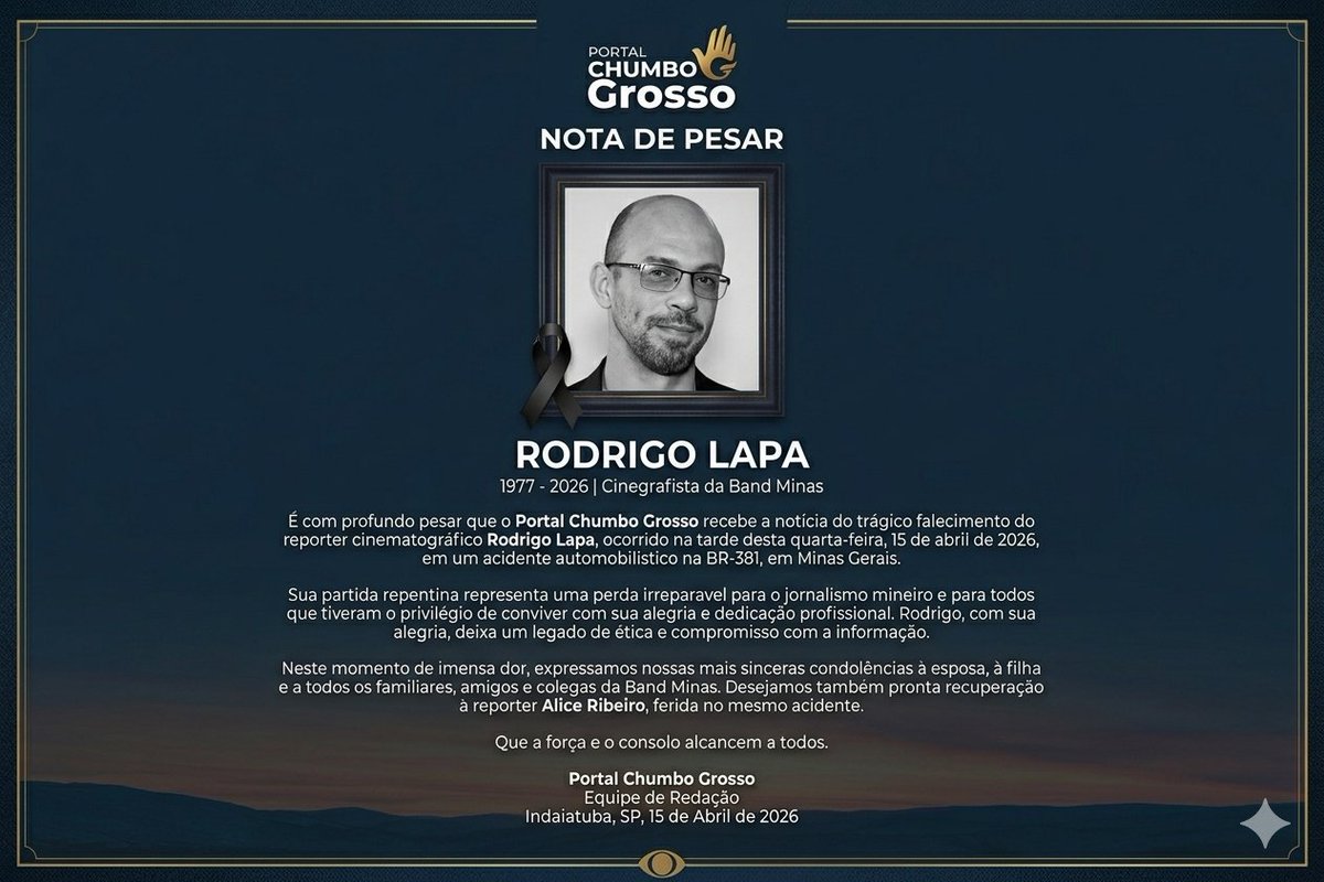 Neste momento de dor, estendemos nossas mais sinceras condolências à sua esposa, à sua filha de apenas seis anos, aos amigos e a todos os colegas da <a href="/BandJornalismo/">Band Jornalismo</a> 
Desejamos também uma pronta e plena recuperação à repórter Alice Ribeiro, Descanse em paz.