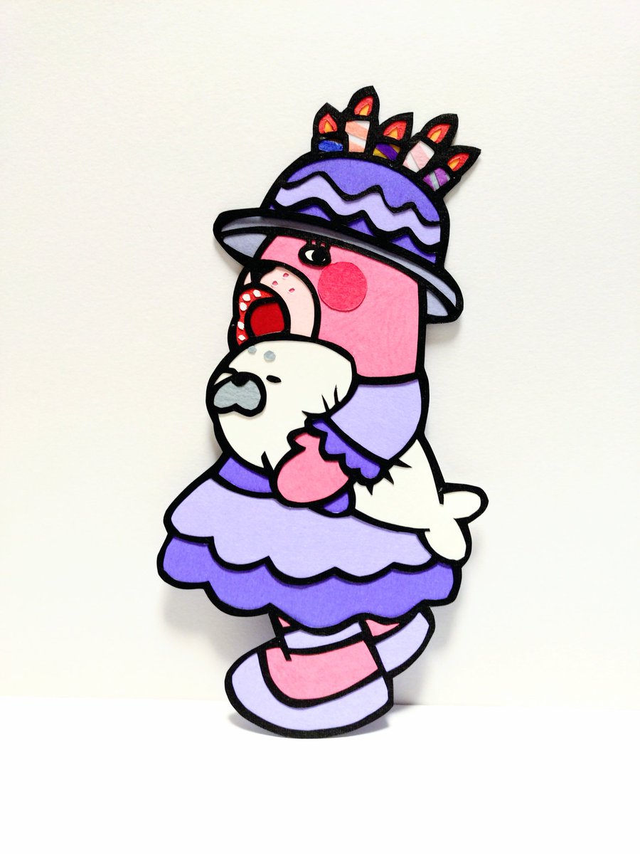 本日桂浜水族館のおとどちゃんの誕生日です！
バースデーなおとどちゃんの切り絵を作ってみました
HAPPY BIRTHDAY🎂
#おとどちゃん　#イラスト　#切り絵
