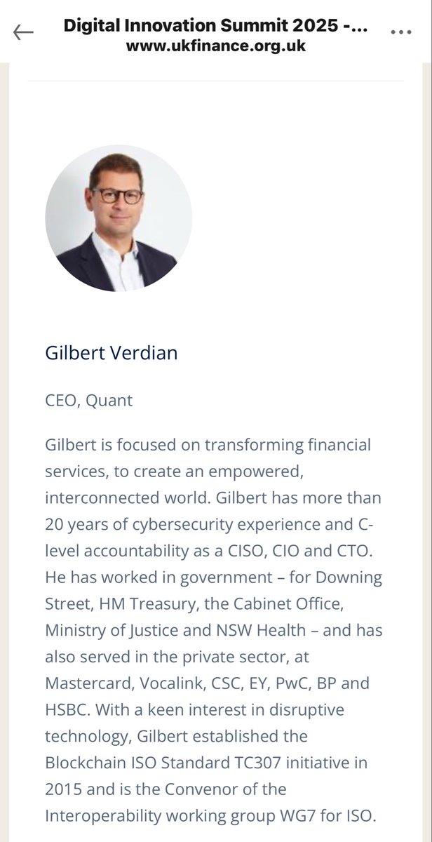 Francis37879301's tweet image. Uk Finance 2025 Digital Innovation Summit with 500 Speakers. Jana Mackintosh presented to UK Parliament on Tokenized Deposits. Gilbert Verdian CEO of Quant was a Speaker. #qnt #quant the Future or Finance #ukfinance #rln #tokenization #tokenizeddeposits #crypto #blockchain