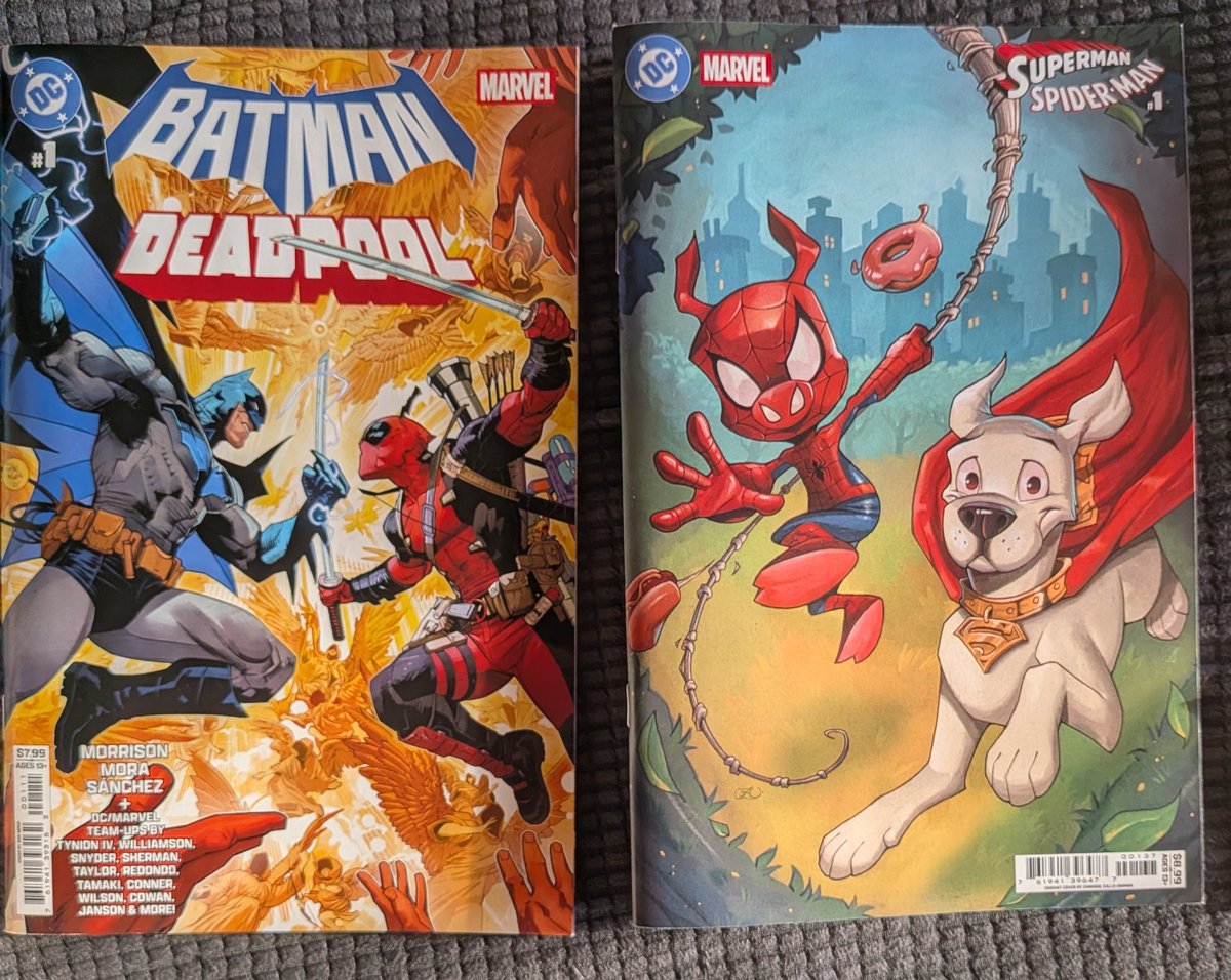 HairbandGaming's tweet photo. My Latest Pickups from my LCS! #spiderman #deadpool #batman #superman #krypto #spiderham #comicbooks #marvel #dccomics https://t.co/vq8xvfz5G5