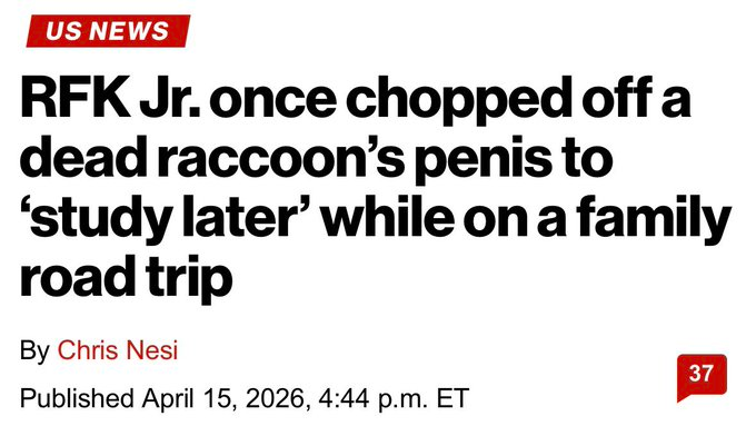 The US Secretary of Health has so far admitted to having snorted cocaine off toilet seats, bragged about his passion for skinning and eating roadkill, dumped a dead bear in Central Park and on one occasion chainsawed off the head of a dead whale for whatever reason.

I give up.