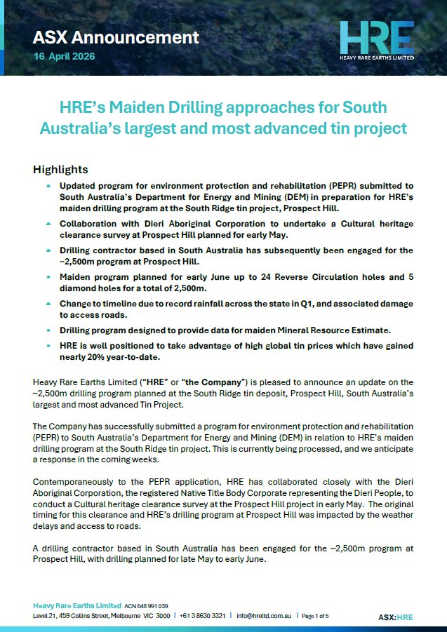 Heavy Rare Earths Limited tweet media