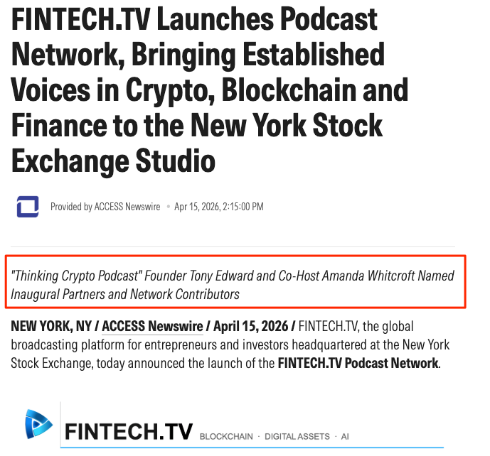 Tony Edward (Thinking Crypto Podcast) tweet media