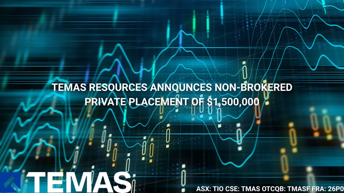 TMASResources's tweet photo. Temas Resources is pleased to announce a non-brokered private placement for gross proceeds of $1.5 million CAD, with proceeds expected to support eligible critical mineral exploration expenditures. Read the full announcement here: https://t.co/4dm4HSAnJc $TIO.AX $TMAS $TMASF https://t.co/p3EUYJZYfe