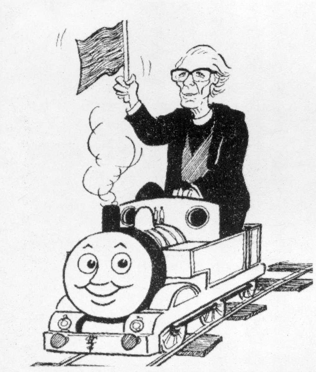 A cartoon of Wilbert Awdry simply captioned, "Holy Smoke".

📸 Colin Whittock, 1988