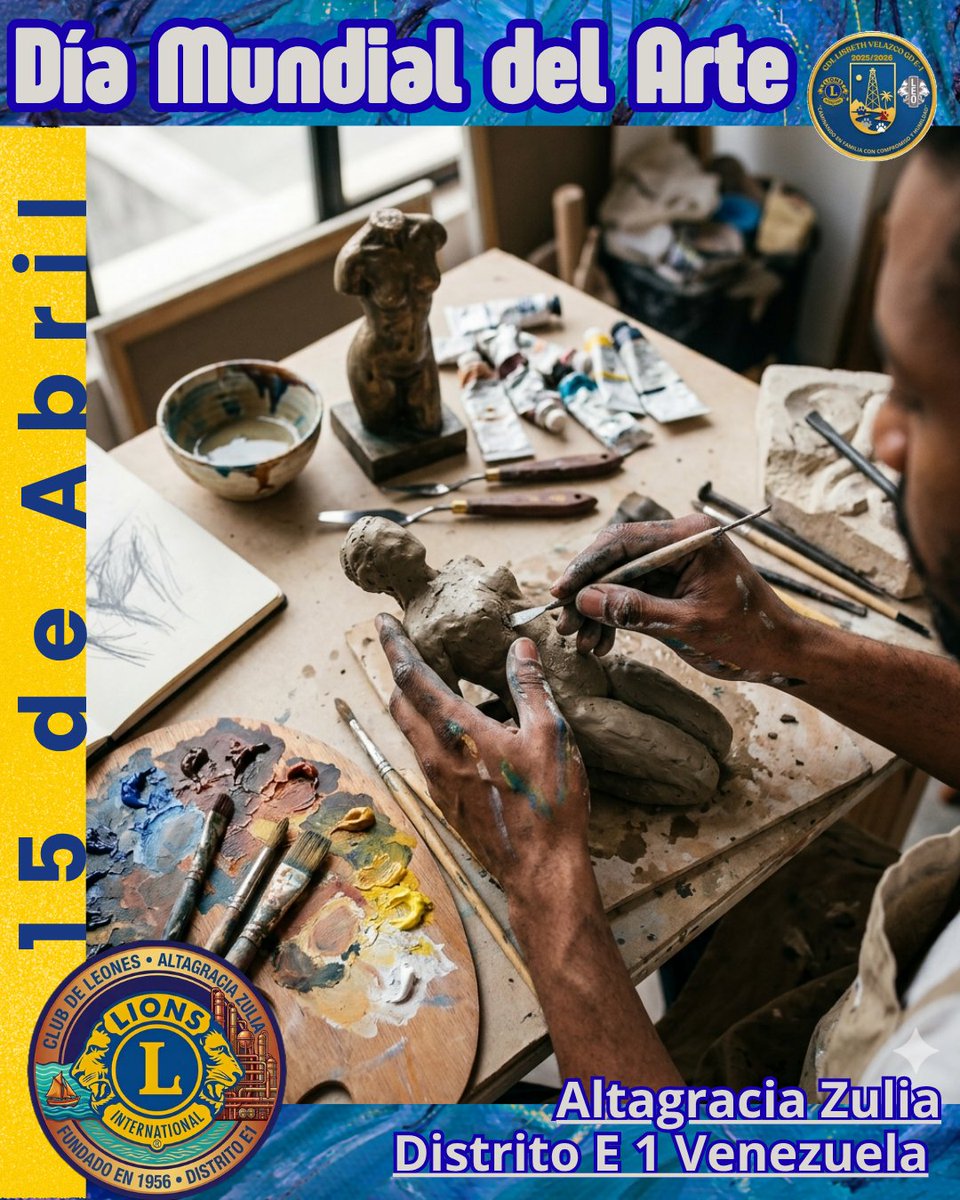 ClubAltazulia's tweet photo. Hoy el mundo rinde tributo a la expresión humana en su forma más pura: las artes  plásticas! 

​¡Feliz Día Mundial del Arte! 🎨✨
#DiaMundialDelArte #ClubDeLeonesAltagraciaZulia
#ArtesPlasticas #LionsClubsInternational 
#DaVinciLegacy https://t.co/EZxofdjsGC