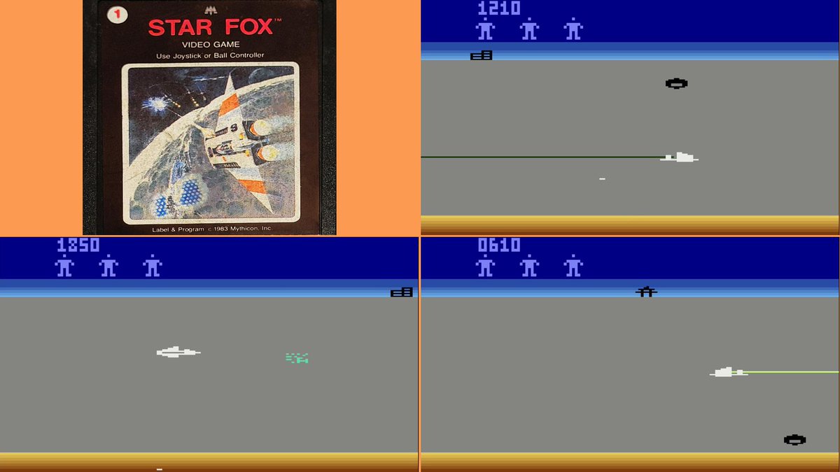 TheRetroSlayer's tweet image. Star Fox - Atari 2600 (1983)
Long before there was Star Fox on the SNES, we had Star Fox on the Atari 2600! Yes, it is completely unrelated and plays like Defender, but that's beside the point. 😁 
#StarFox #Atari2600 #RetroGaming