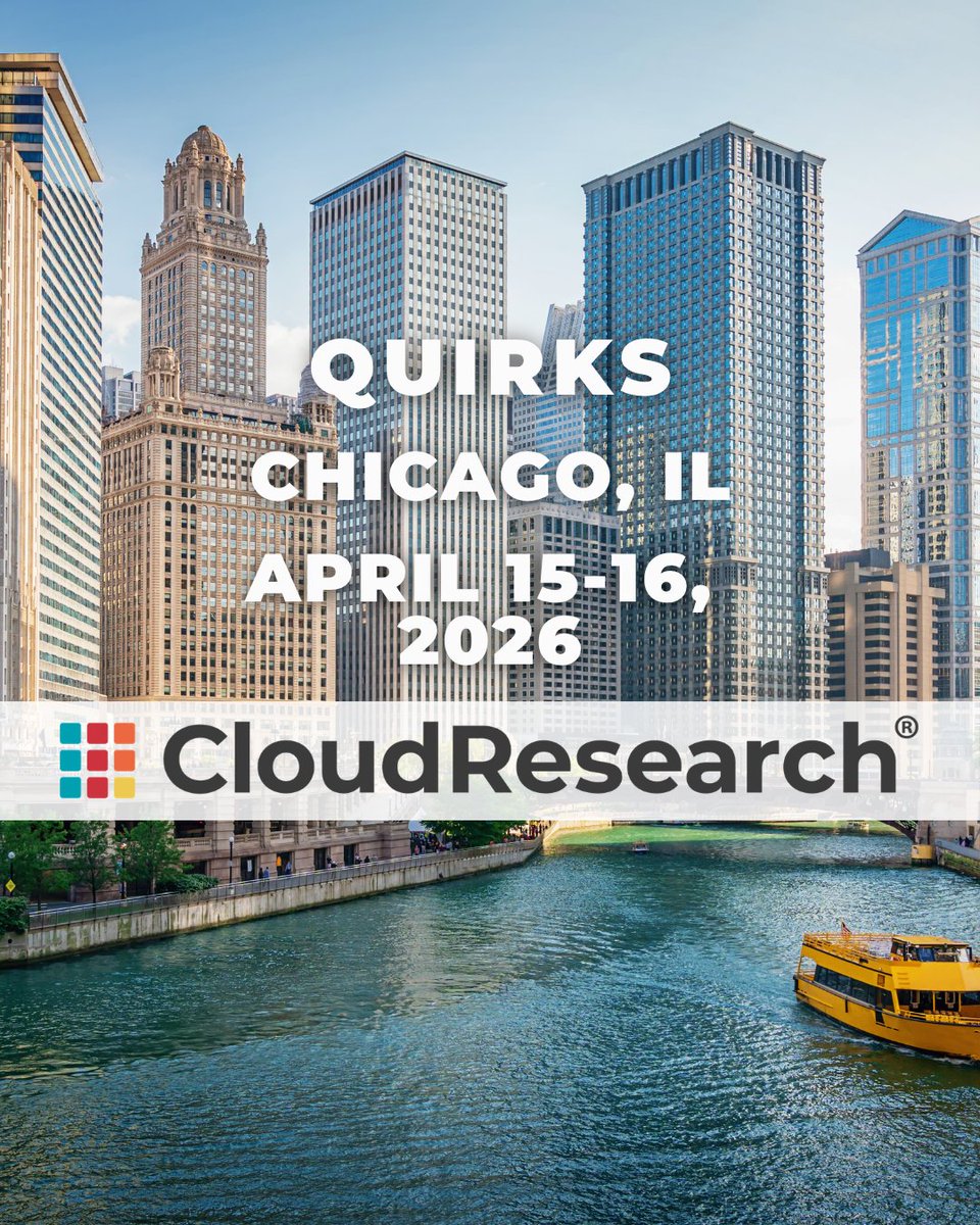 CloudResearch's tweet image. 🚨 We’re LIVE today at #QuirksChicago 🚨

AI agents are already impacting #MarketResearch and today we’re breaking down exactly what that means for your surveys and your #DataQuality.

🎤 Join our session
“The existential threat of AI agents to survey research Understanding the