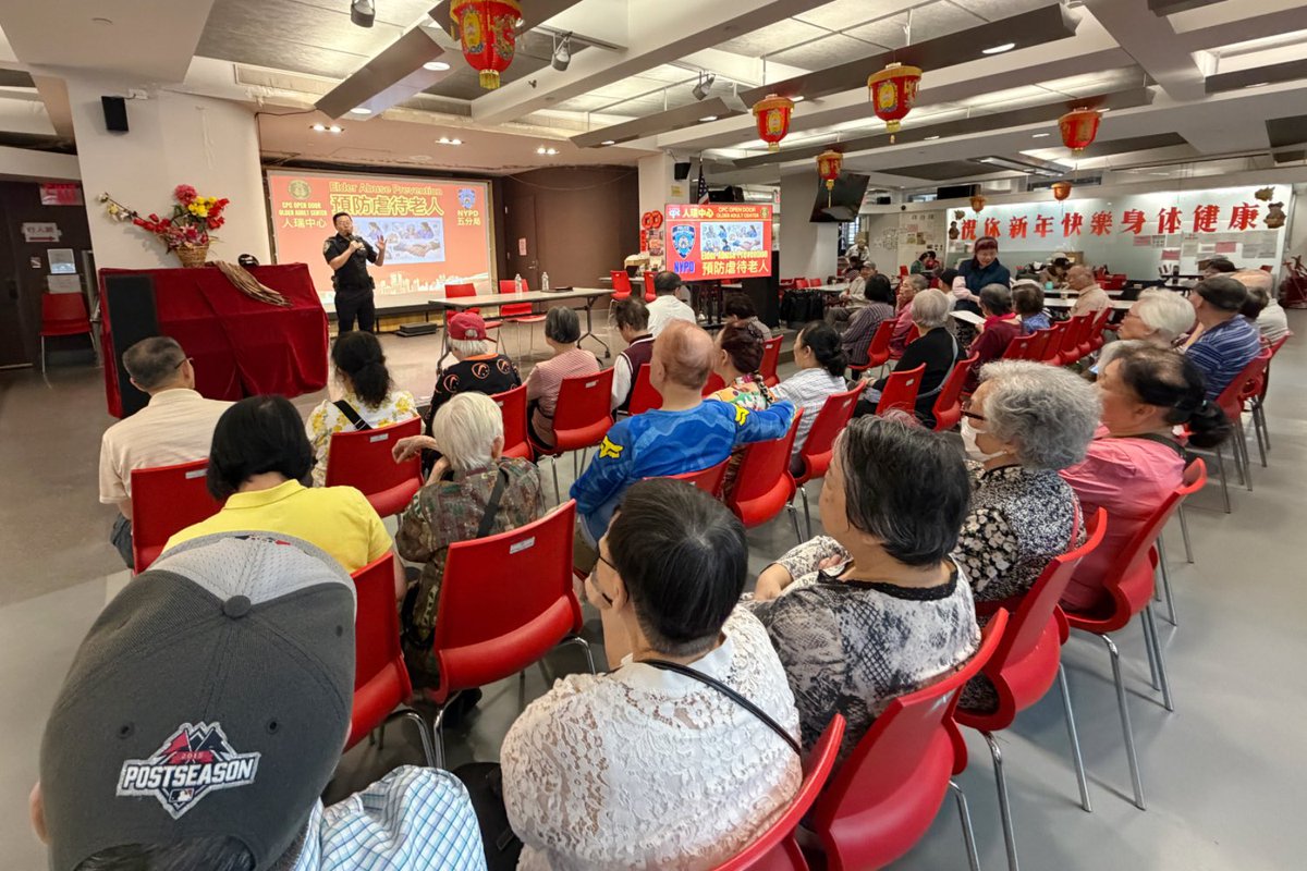 NYPD5Pct's tweet photo. Crime Prevention Officer conducted an informative lecture on domestic violence, common scams, and grand larceny from unattended property. Community members learned how to recognize warning signs, protect their belongings, and report suspicious activity. Stay alert, stay informed. https://t.co/sRCaluFZ9l