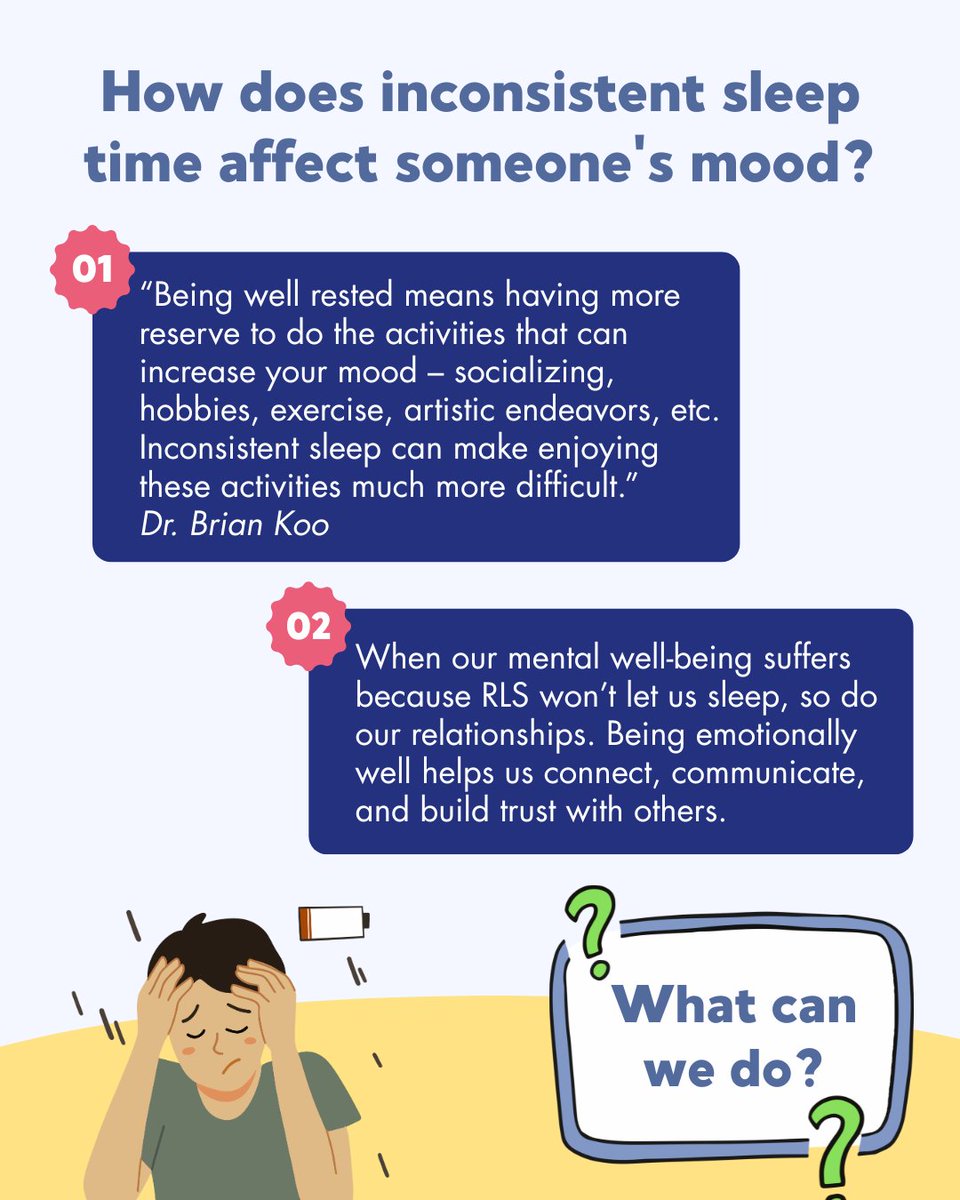 RLSFoundation's tweet photo. Note to self: my sleep-deprived self is not who I am. A webinar hosted by Dr. Brian Koo addresses anxiety and depression when it co-occurs with RLS. The recording can be accessed on https://t.co/q8K9YxChS1 for RLS Foundation members.
#rls #restlesslegssyndrome #sleep #sleephealth https://t.co/afJ9GTzaKJ