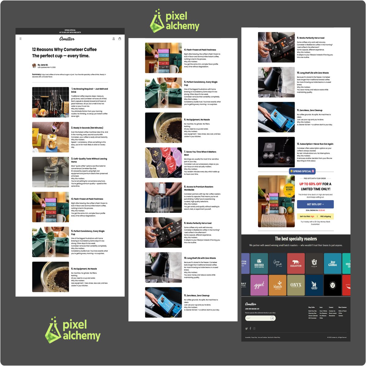 AjeigbeAbi7220's tweet image. Listicle page design for Cometeer product.

Clean layout. Easy to scan. Built for conversion.

Turn interest into action with simple, high-impact storytelling.

#uiux #landingpage #figma #ecommerce #conversiondesign