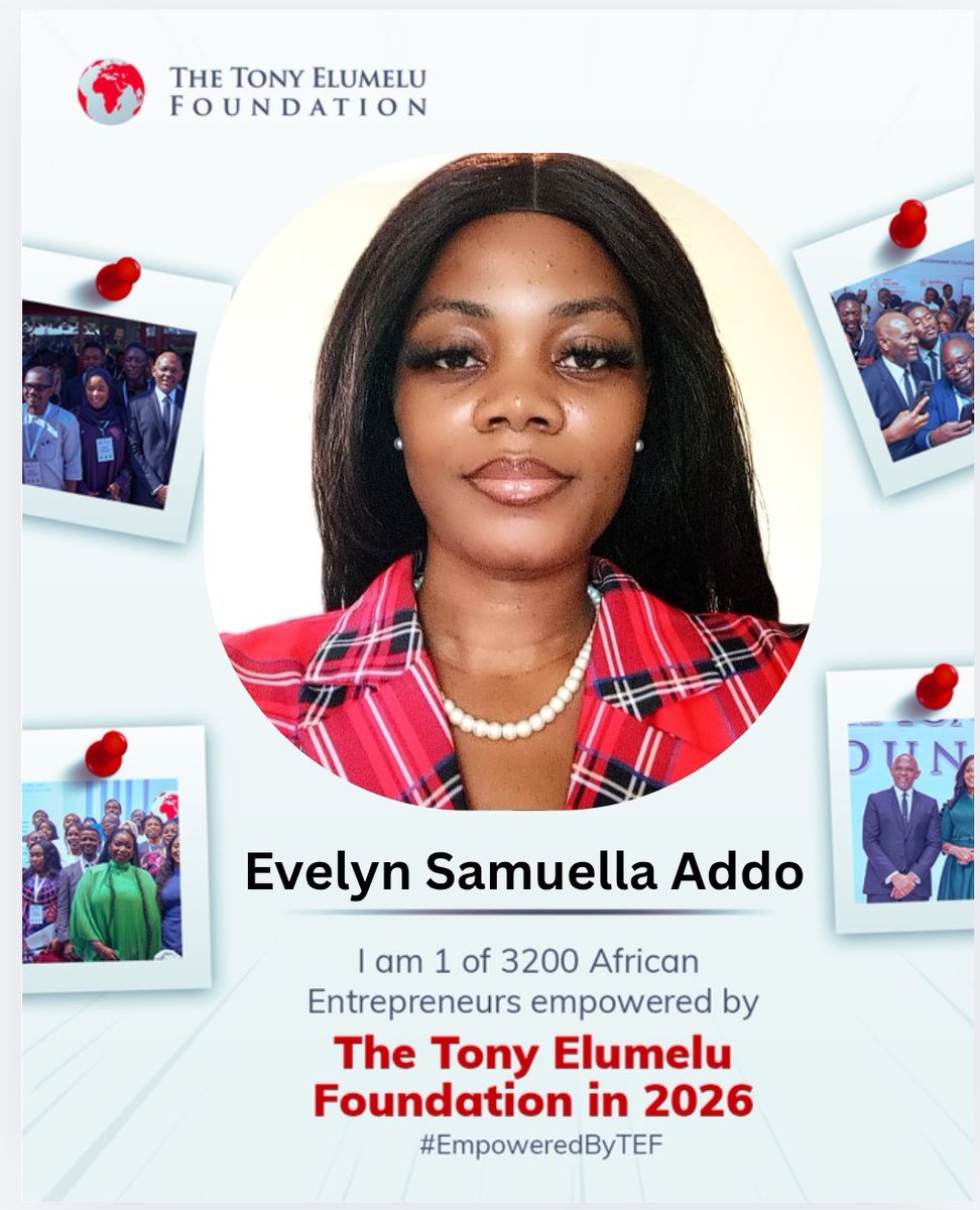 1 of 3,200! 🌍✨
Honored to be selected as a 2026 <a href="/TonyElumeluFDN/">The Tony Elumelu Foundation</a> Entrepreneur! Ready to scale Eve’s Pizza and the Nsa Da Mu Aid initiative to create more jobs and impact in Ghana 🇬🇭🍕.
The journey from home-kitchen to global impact continues! 🚀
<a href="/TefConnect/">TEFConnect</a>
#TEF2026 #Ghana