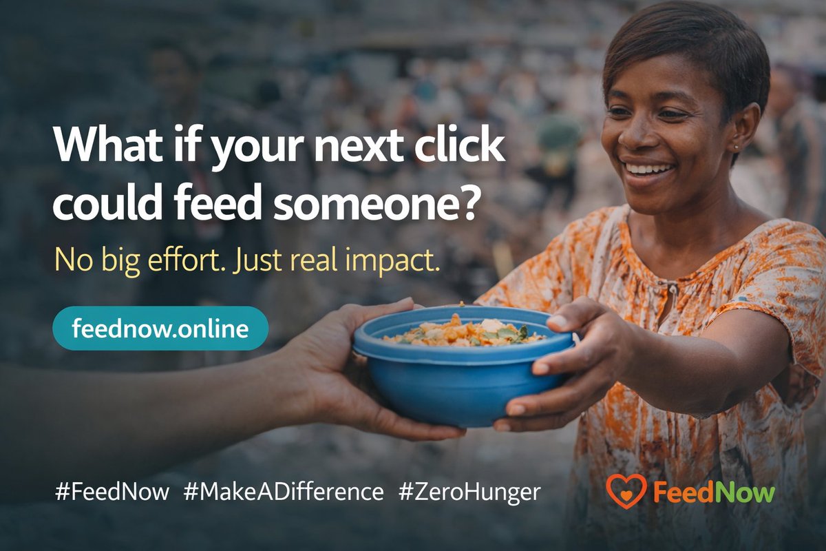 FeedNowOnline's tweet photo. What if your next click could feed someone?

No big effort.
Just real impact.

🌍 https://t.co/DmFXBRp9Kb

#FeedNow #MakeADifference #ZeroHunger #XRP Accepted too! https://t.co/S6uyuam2gX