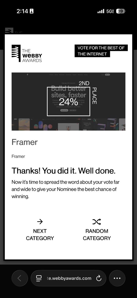 8ighty8studio's tweet photo. @framer Voted! https://t.co/tyHbNgRQYc