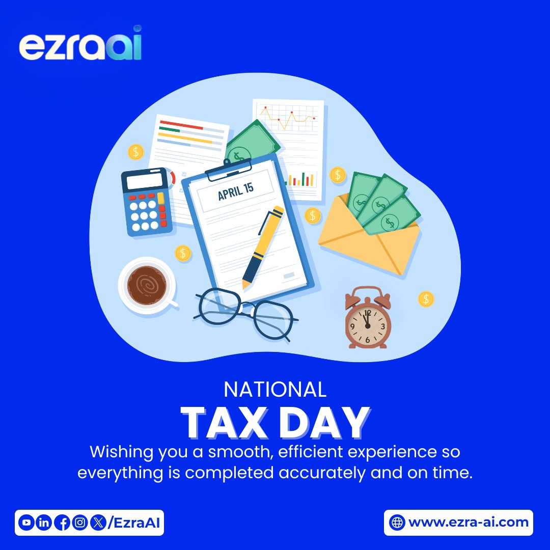 ezra__ai's tweet image. A big day for many—hoping it all comes together with clarity and ease 💼🧾

🎉 Celebrating today and every day with you! Learn more about us at 👉 ezra-ai.com.

#TaxDay #FestiveTech #VoiceAI #QSR #RestaurantAI