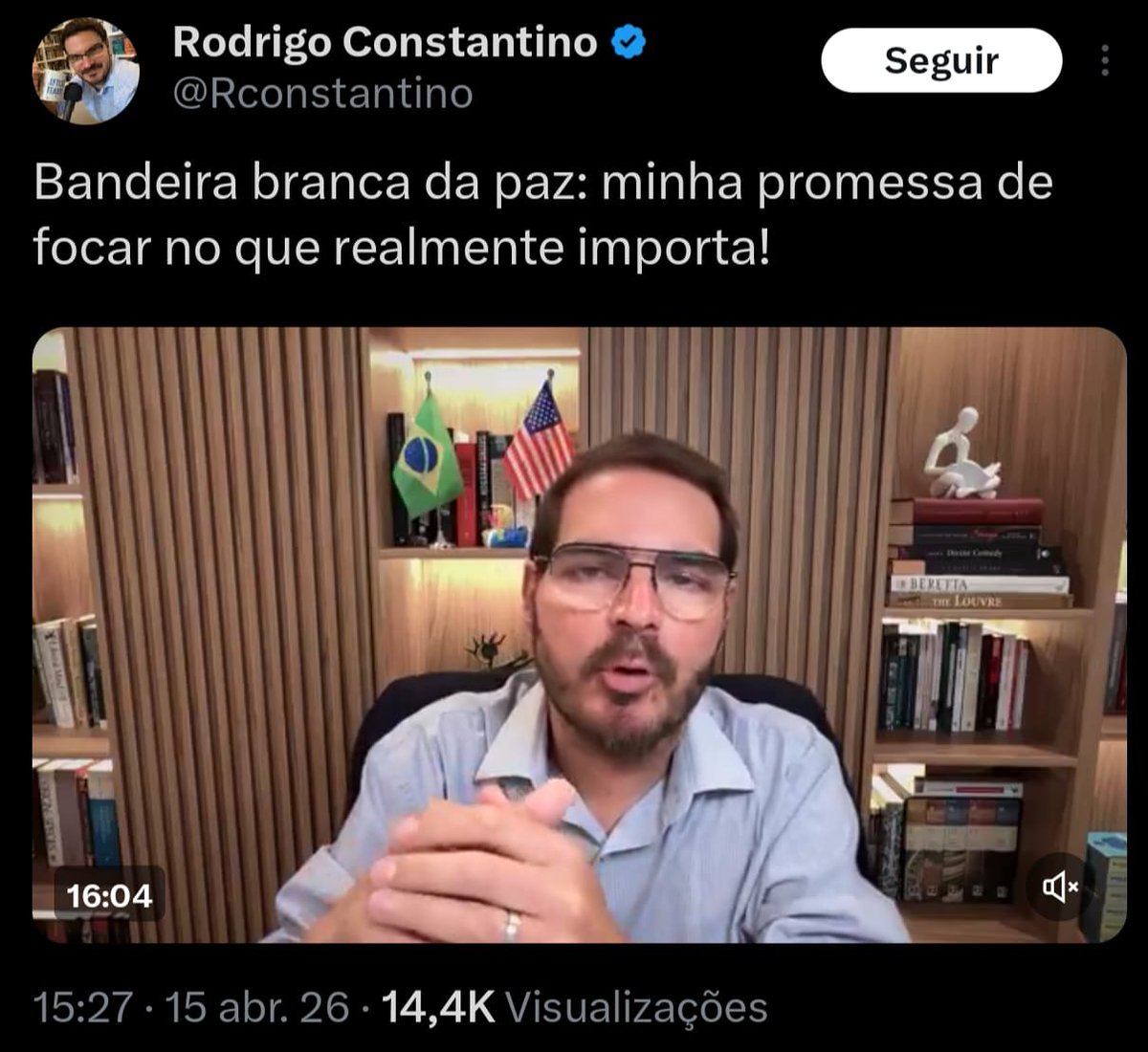 Tarde demais, Constantino, pelo menos da minha parte.