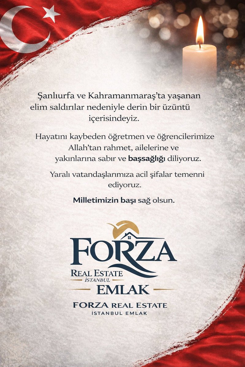 Şanlıurfa ve Kahramanmaraş’ta yaşanan elim saldırılar nedeniyle derin bir üzüntü içerisindeyiz.Hayatını kaybeden öğretmen ve öğrencilerimize Allah’tan rahmet,
ailelerine ve yakınlarına sabır ve başsağlığı Yaralı vatandaşlarımıza acil şifalar temenni ediyoruz.
#Kahramanmaraş