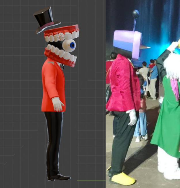 SeaMoon_exe's tweet photo. I was working on the sizing and proportions for my Caine cosplay and it still haunts me https://t.co/YNFKkIv1nP