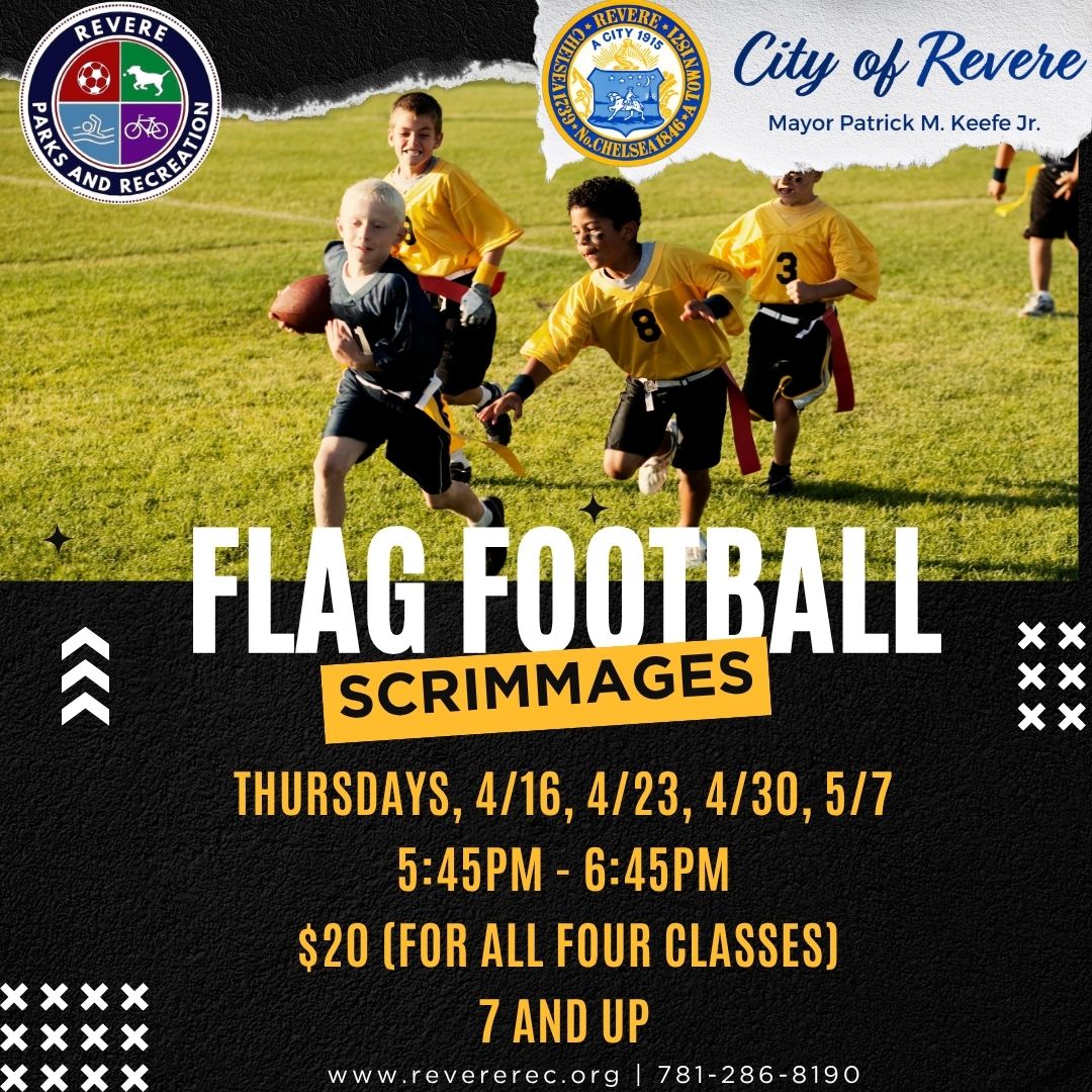 RevereRec's tweet photo. The new session for Flag Football Scrimmages starts tomorrow at the Community Center! Sign up today https://t.co/nT7osPSzq0 https://t.co/TtrwmxO3QO