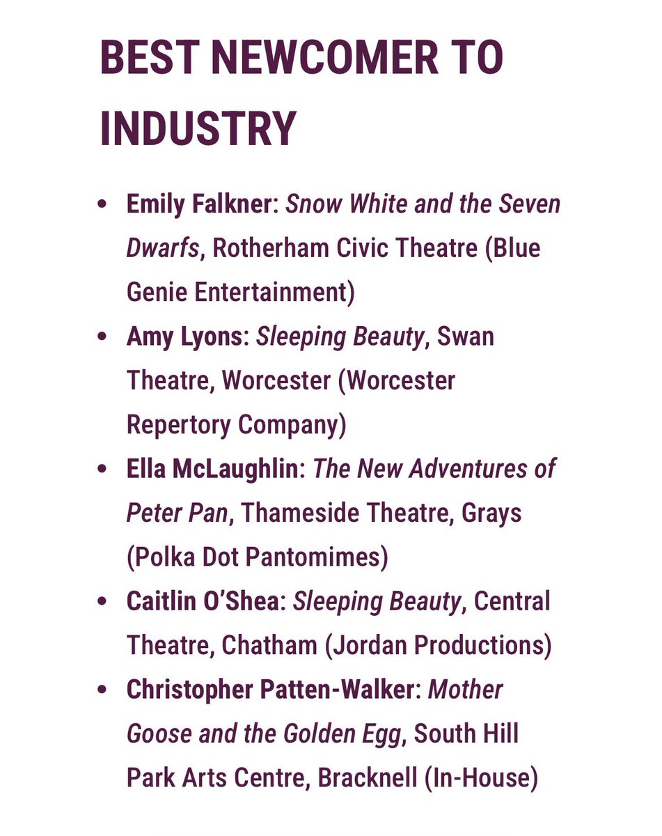 Congratulations to client Amy Lyons who is nominated in the 'Best Newcomer to the Industry' category in the #PantomimesAwards 2026. Amy played Princess Beauty in @worcstheatres production of Sleeping Beauty! Wishing Amy all the best for the award ceremony this Sunday 19th. 🙏🏾