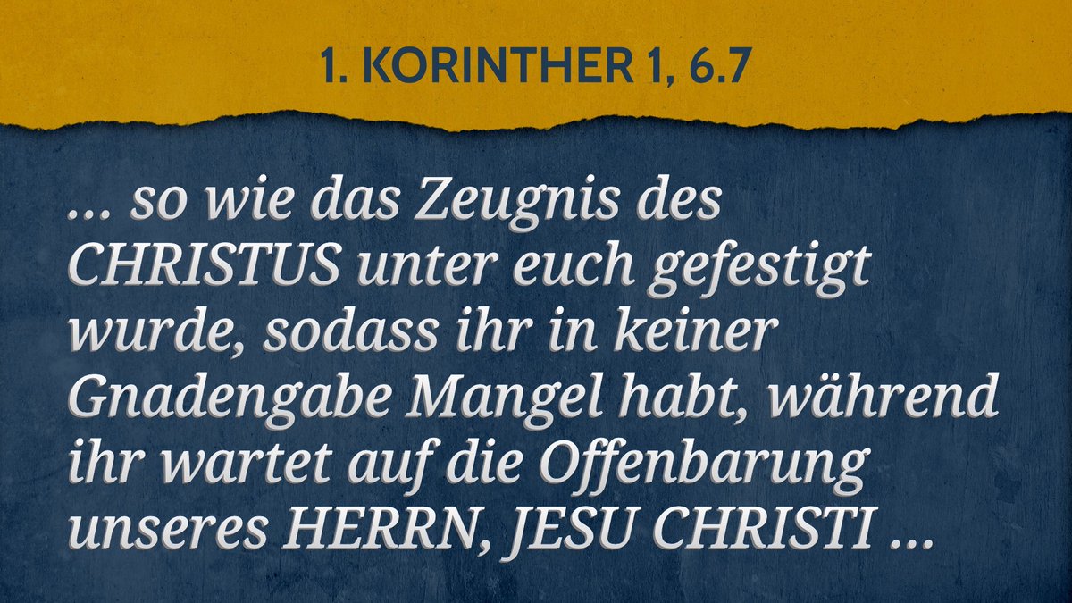 RolandOdenwald's tweet image. ... so wie das Zeugnis des CHRISTUS unter euch gefestigt wurde, sodass ihr in keiner Gnadengabe Mangel habt, während ihr wartet auf die Offenbarung* unseres HERRN, JESU CHRISTI ...

🪔 1. Korinther 1, 6.7 🪔

*Offenbarung = eigentlich: "Enthüllung"

#jesus #gott #korinth #zeugnis