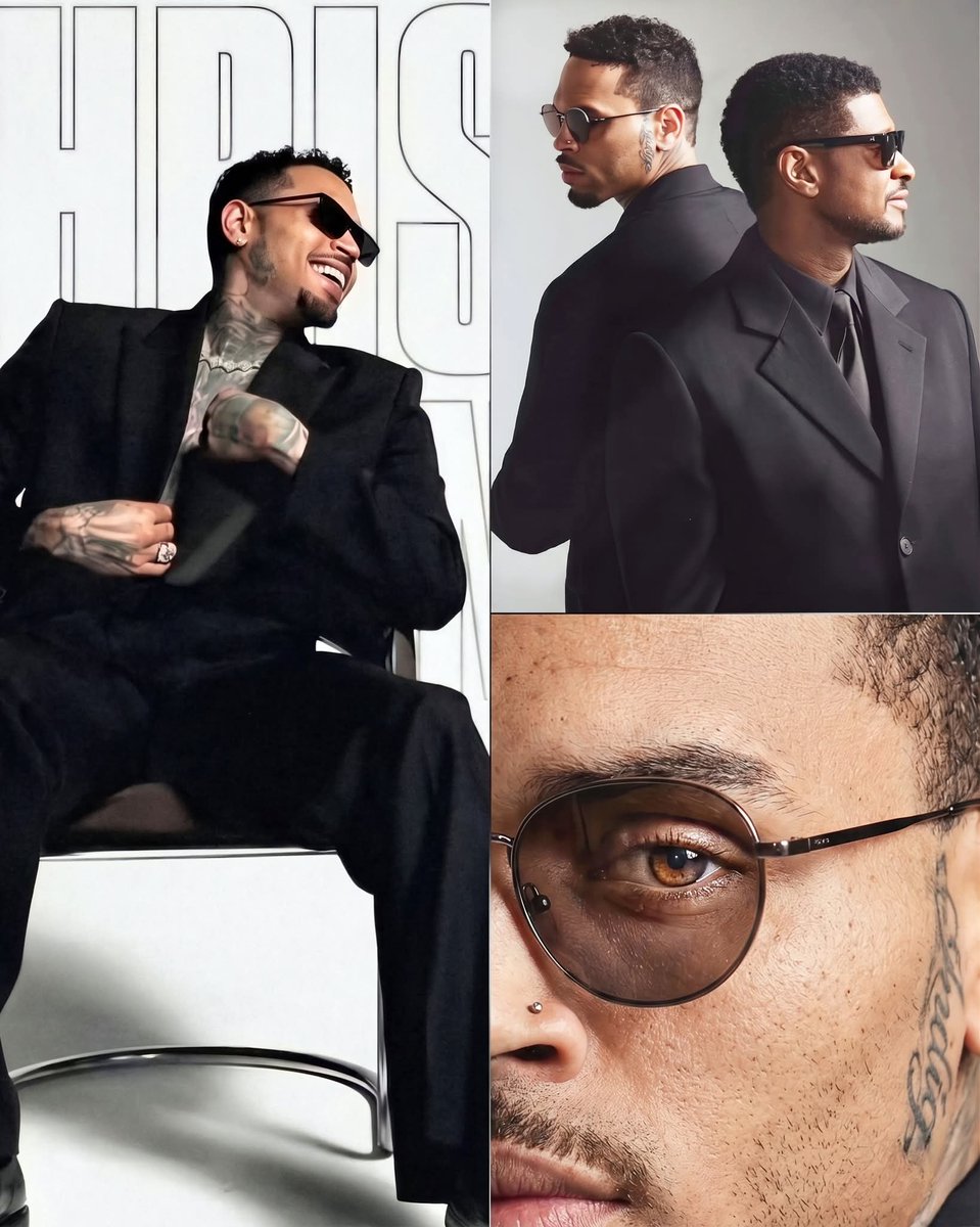 Chris Brown in a new photoshoot with Usher, promoting their upcoming tour.