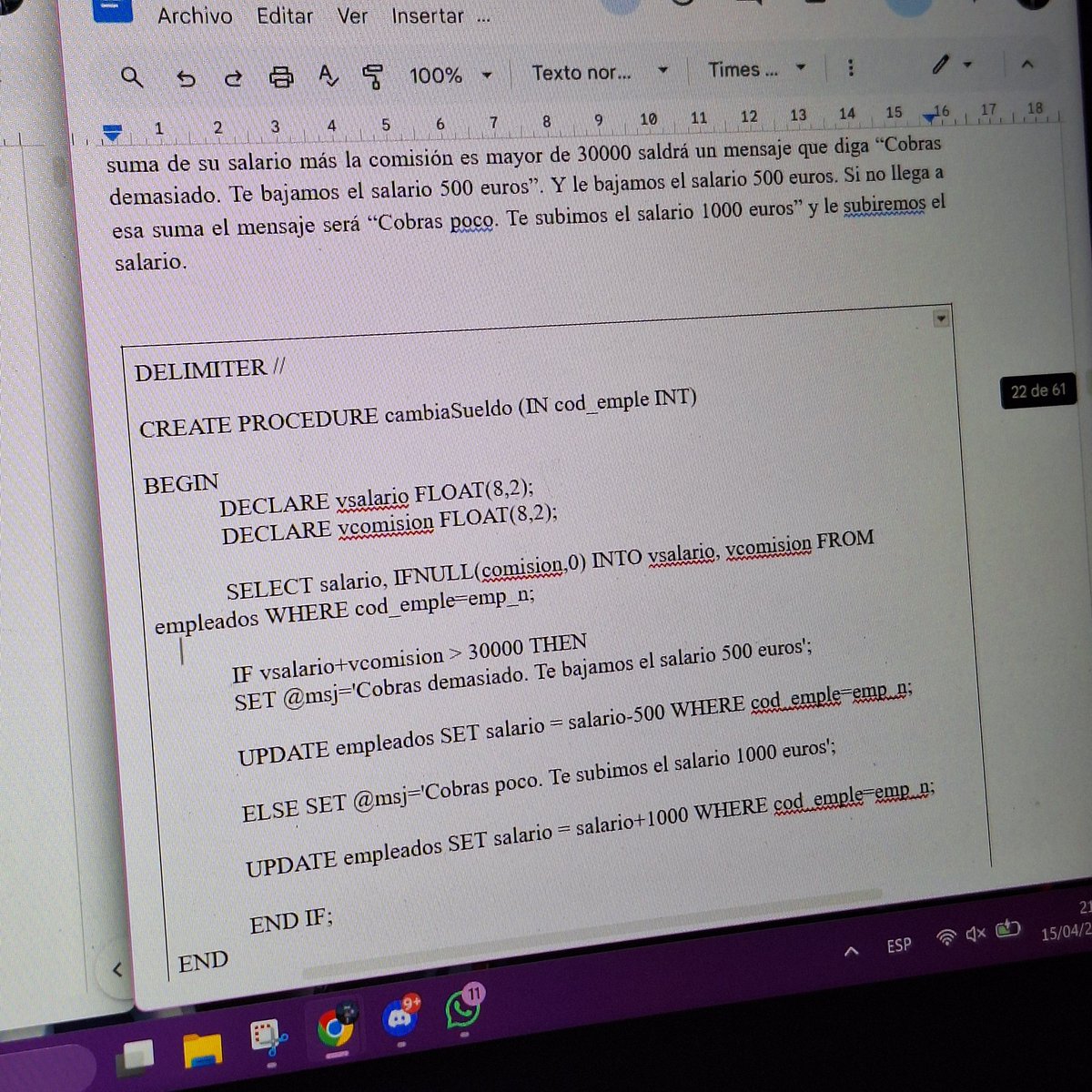 Cosorro (mañana es el examen y no me sale ningún ejercicio bien)