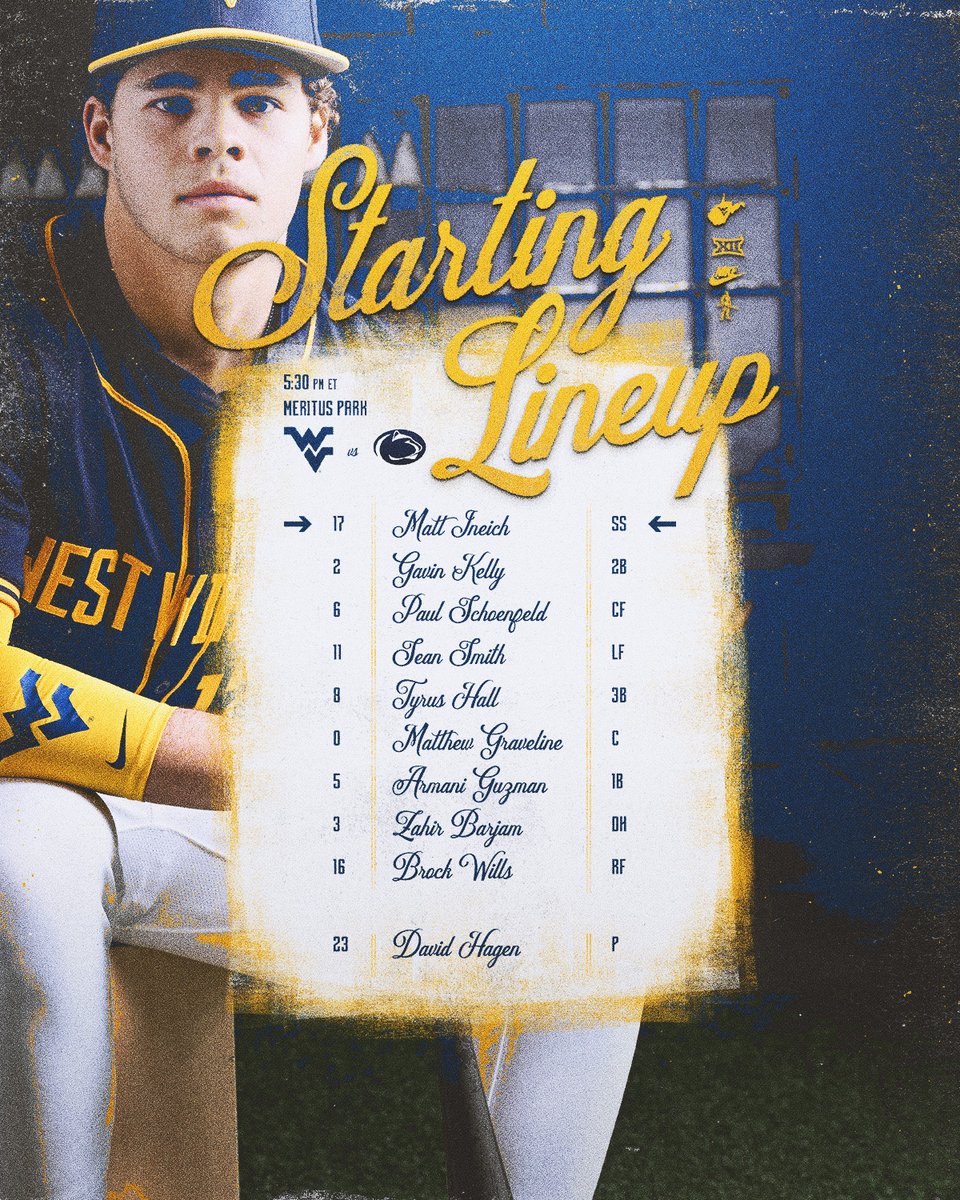 WVUBaseball's tweet image. Starting Lineup!

#HailWV