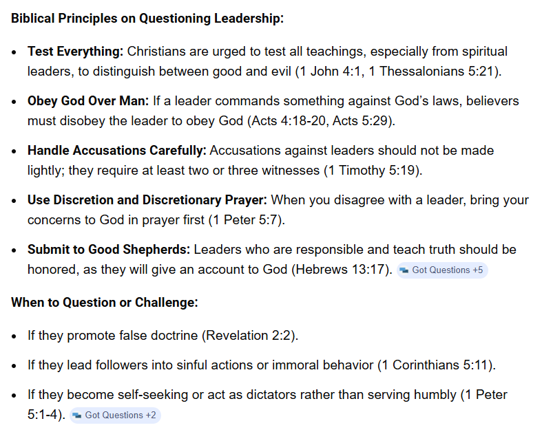 AmericaJoJo's tweet image. The bible even indicates we should question religious leaders at times. No man is infallible.