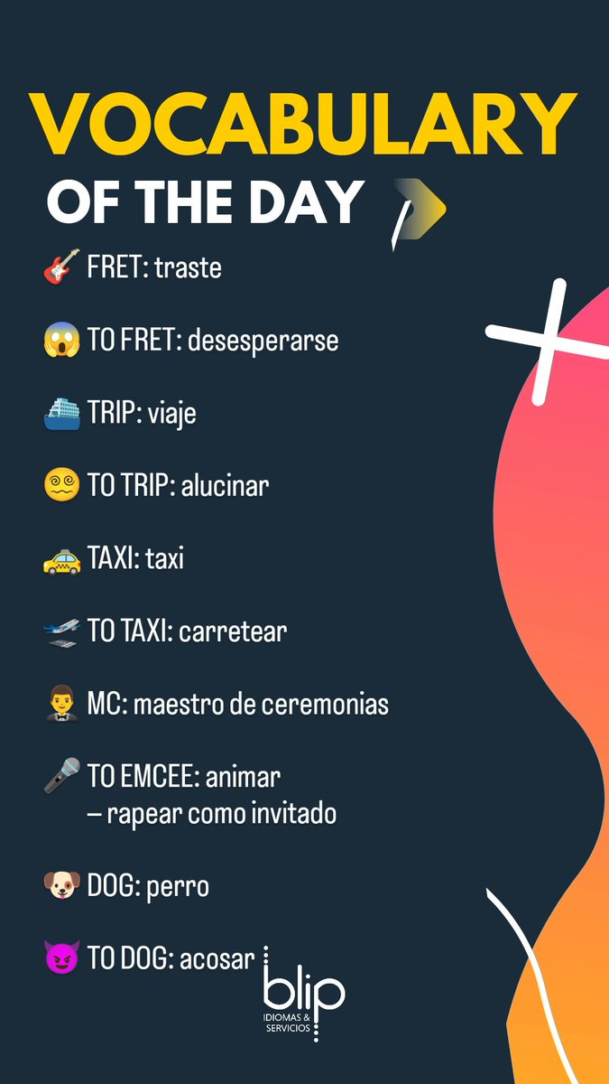 Blip_Idiomas's tweet image. Your vocabulary of the day, easy to carry! #votd